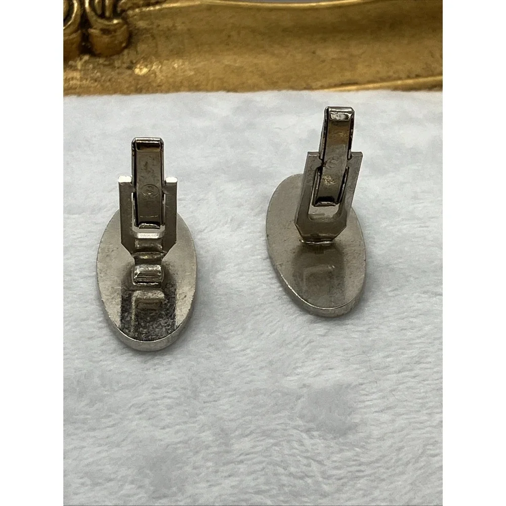 Vtg Silver Tone Cufflinks Dual Texture Smooth Wave Old‎ Money Estate Luxury MCM